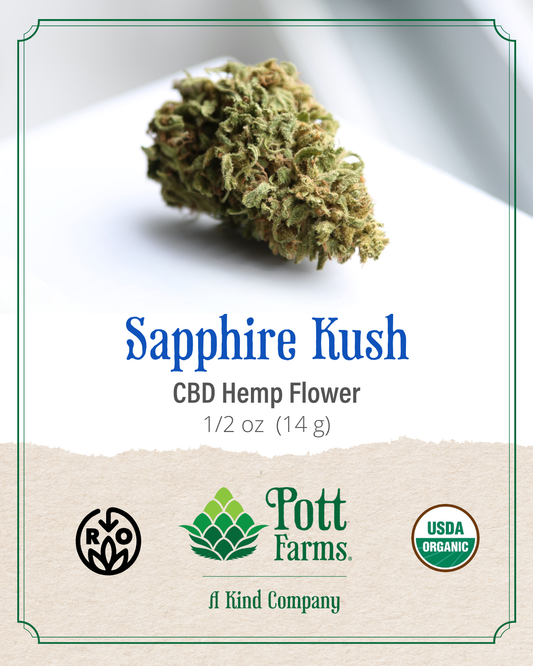 Sapphire Kush - Regenerative Organic CBD Hemp Flower